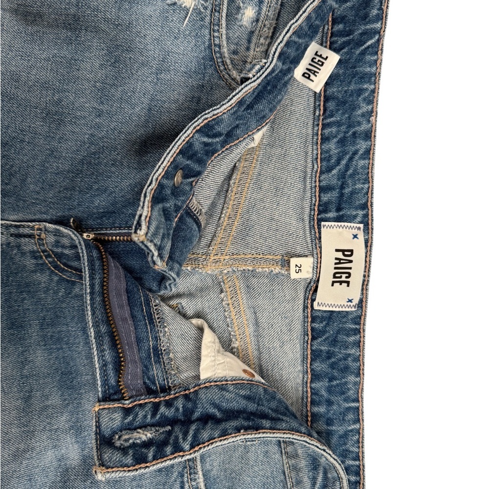 PAIGE Distressed Blue Jean Shorts - Picture 5 of 8